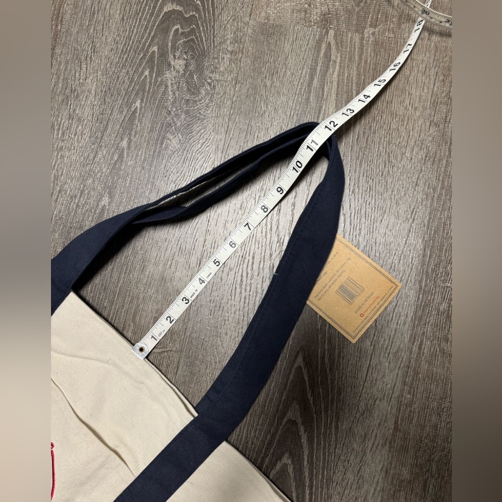 Trader Joe’s Traditional Reusable Large Tote Bag Canvas Cream/ Blue New With Tag - Picture 8 of 8